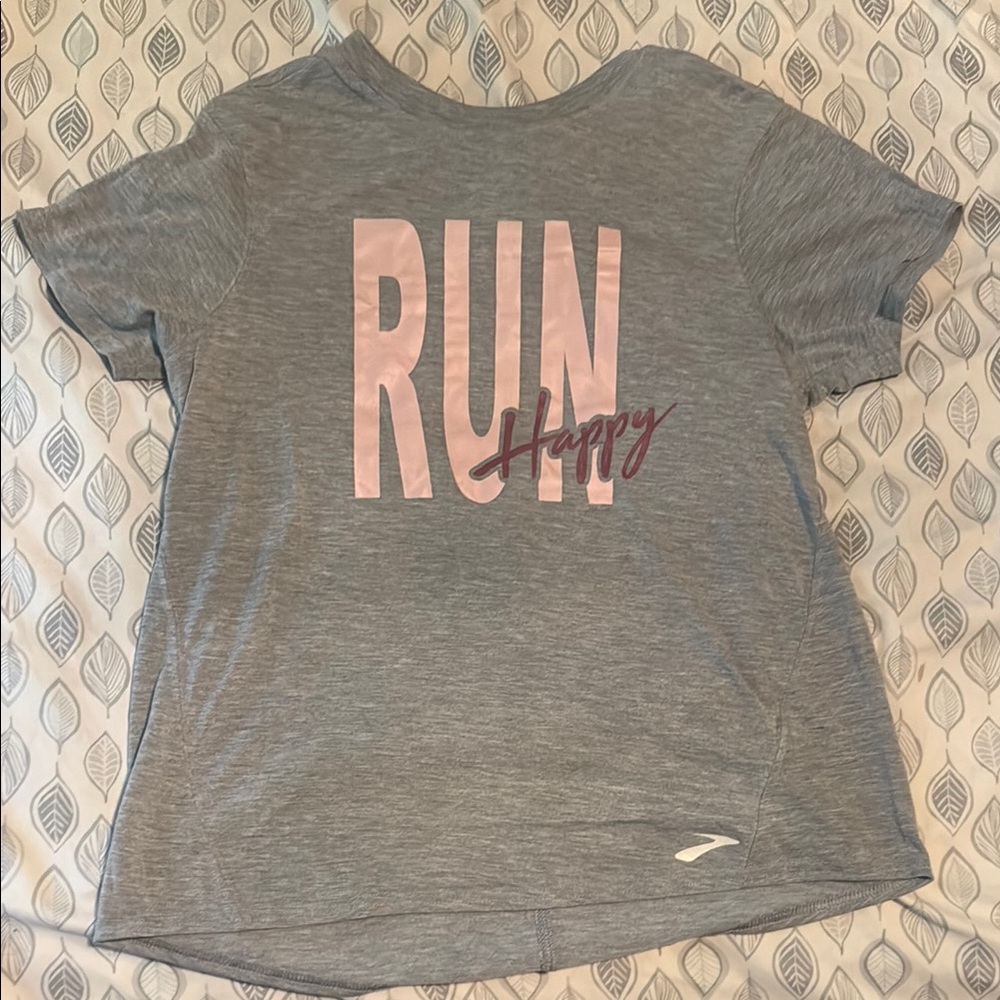 Brooks Gray and Pink Short Sleeve Tee